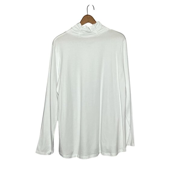 Susan Graver XL Weekend Essentials White Comfy Cotton Turtleneck Long Sleeve Top - Picture 3 of 5
